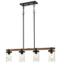 Millennium - 3824-MB/WG - Four Light Island Pendant - Taos - Matte Black/Wood Grain