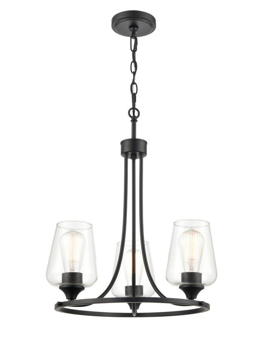 Millennium - 9723-MB - Three Light Chandelier - Ashford - Matte Black