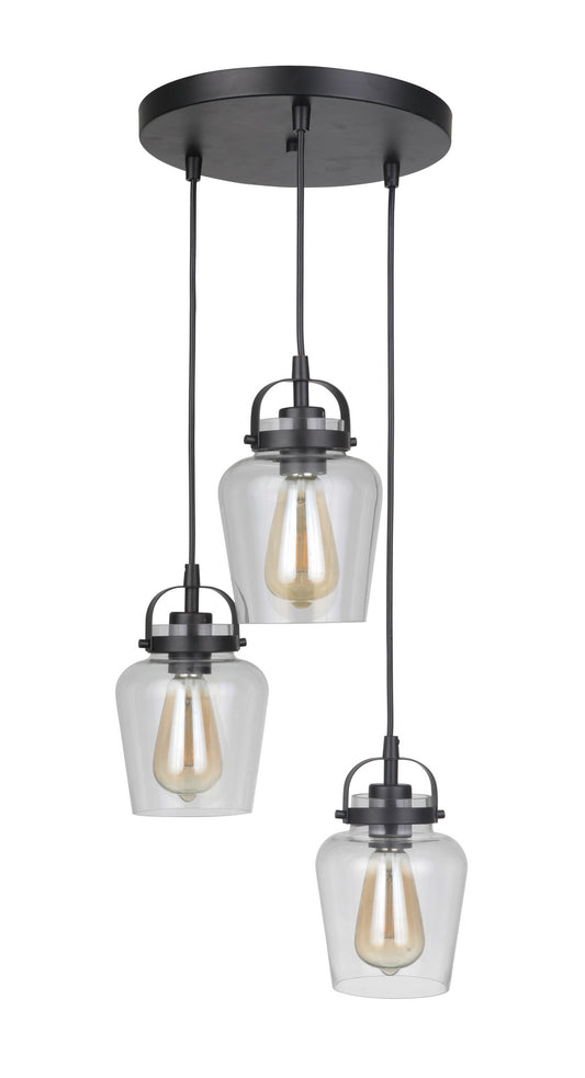 Craftmade - 53592-FB - Three Light Pendant - Trystan - Flat Black