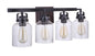 Craftmade - 53604-FBDT - Four Light Vanity - Foxwood - Flat Black / Dark Teak