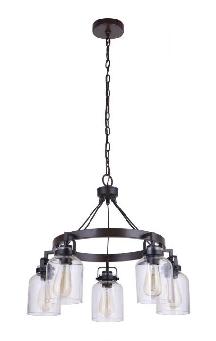 Craftmade - 53625-FBDT - Five Light Chandelier - Foxwood - Flat Black / Dark Teak