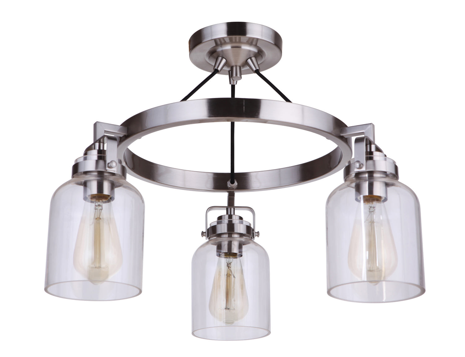 Craftmade - 53653-BNK - Three Light Convertible Semi Flush - Foxwood - Brushed Polished Nickel