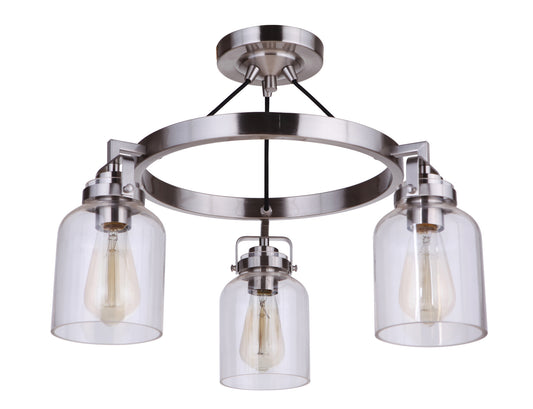 Craftmade - 53653-BNK - Three Light Convertible Semi Flush - Foxwood - Brushed Polished Nickel