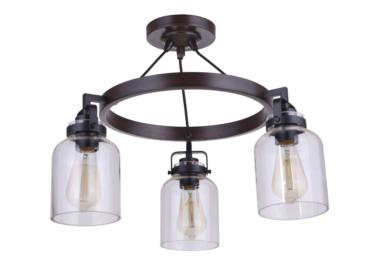 Craftmade - 53653-FBDT - Three Light Semi Flush Mount - Foxwood - Flat Black / Dark Teak