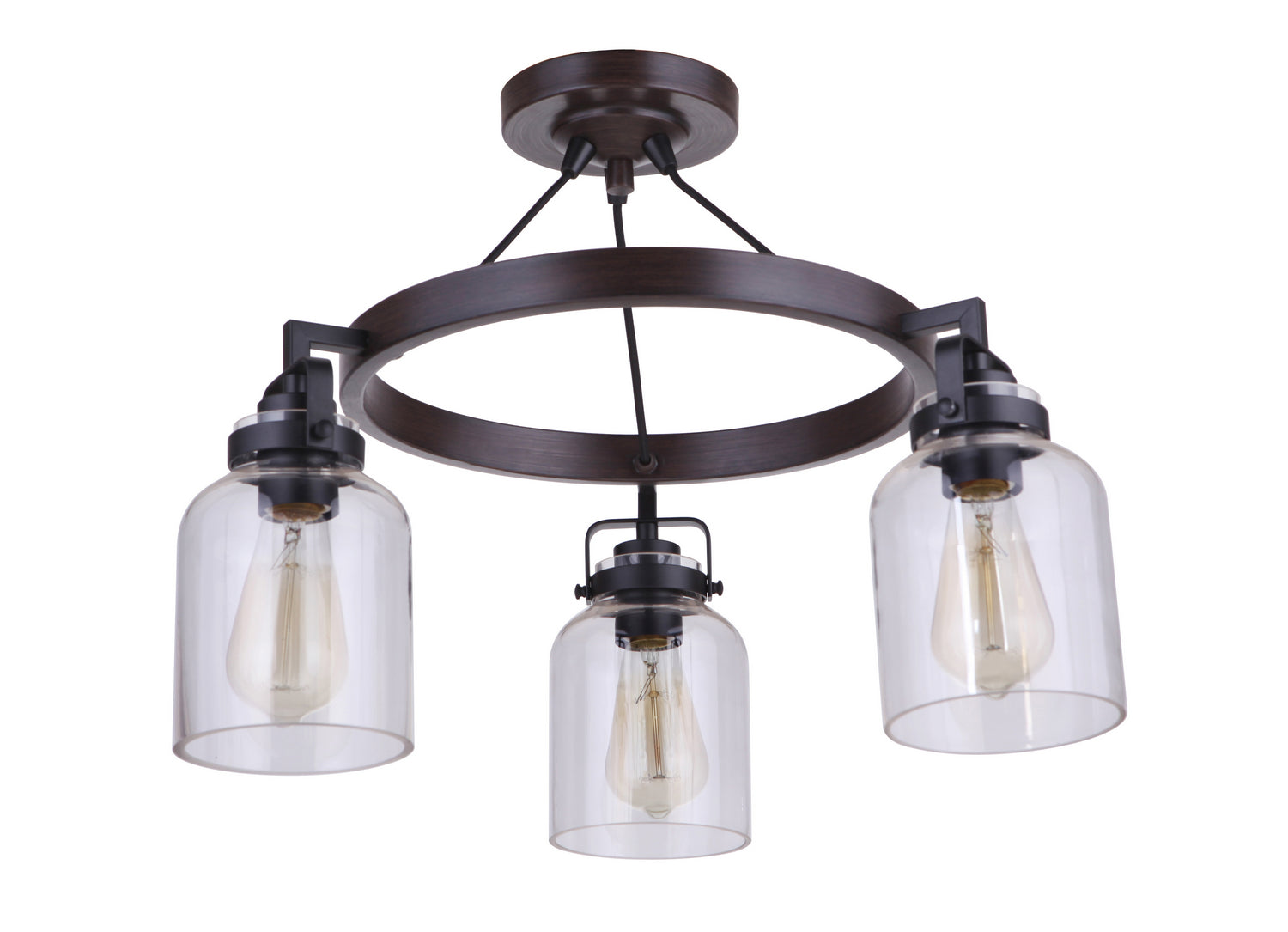 Craftmade - 53653-FBDT - Three Light Semi Flush Mount - Foxwood - Flat Black / Dark Teak