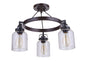 Craftmade - 53653-FBDT - Three Light Semi Flush Mount - Foxwood - Flat Black / Dark Teak