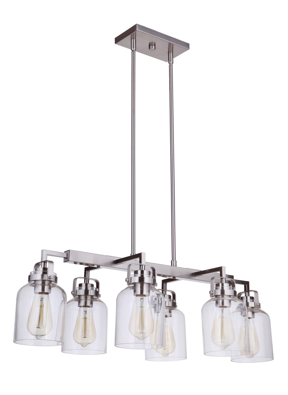 Craftmade - 53676-BNK - Six Light Island Pendant - Foxwood - Brushed Polished Nickel