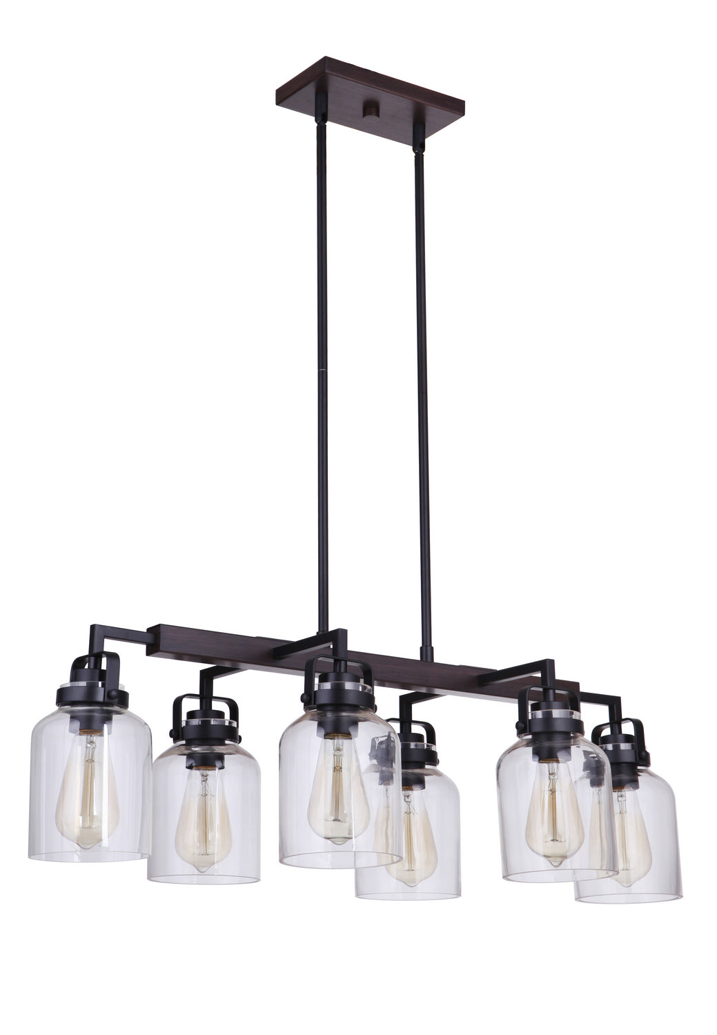 Craftmade - 53676-FBDT - Six Light Island Pendant - Foxwood - Flat Black / Dark Teak