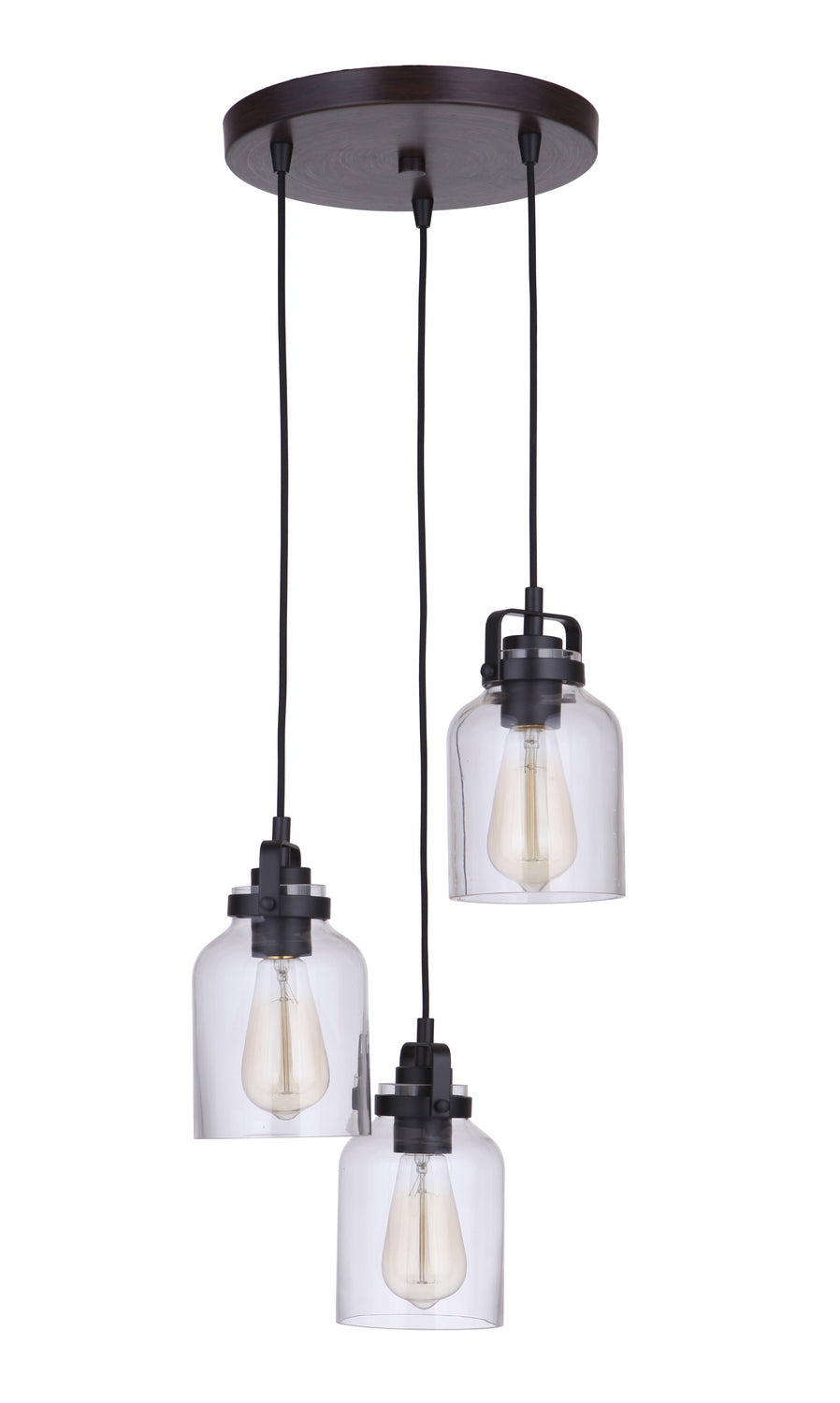 Craftmade - 53692-FBDT - Three Light Pendant - Foxwood - Flat Black / Dark Teak