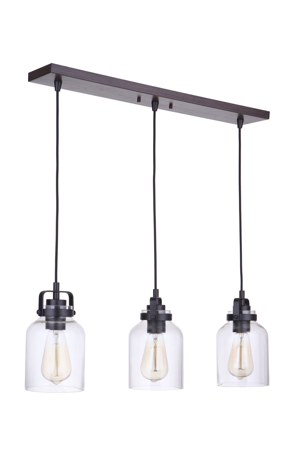 Craftmade - 53693-FBDT - Three Light Linear Pendant - Foxwood - Flat Black / Dark Teak