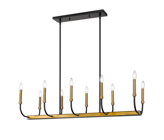 Z-Lite - 479-10L-MB-OBR - Ten Light Linear Chandelier - Haylie - Matte Black / Olde Brass