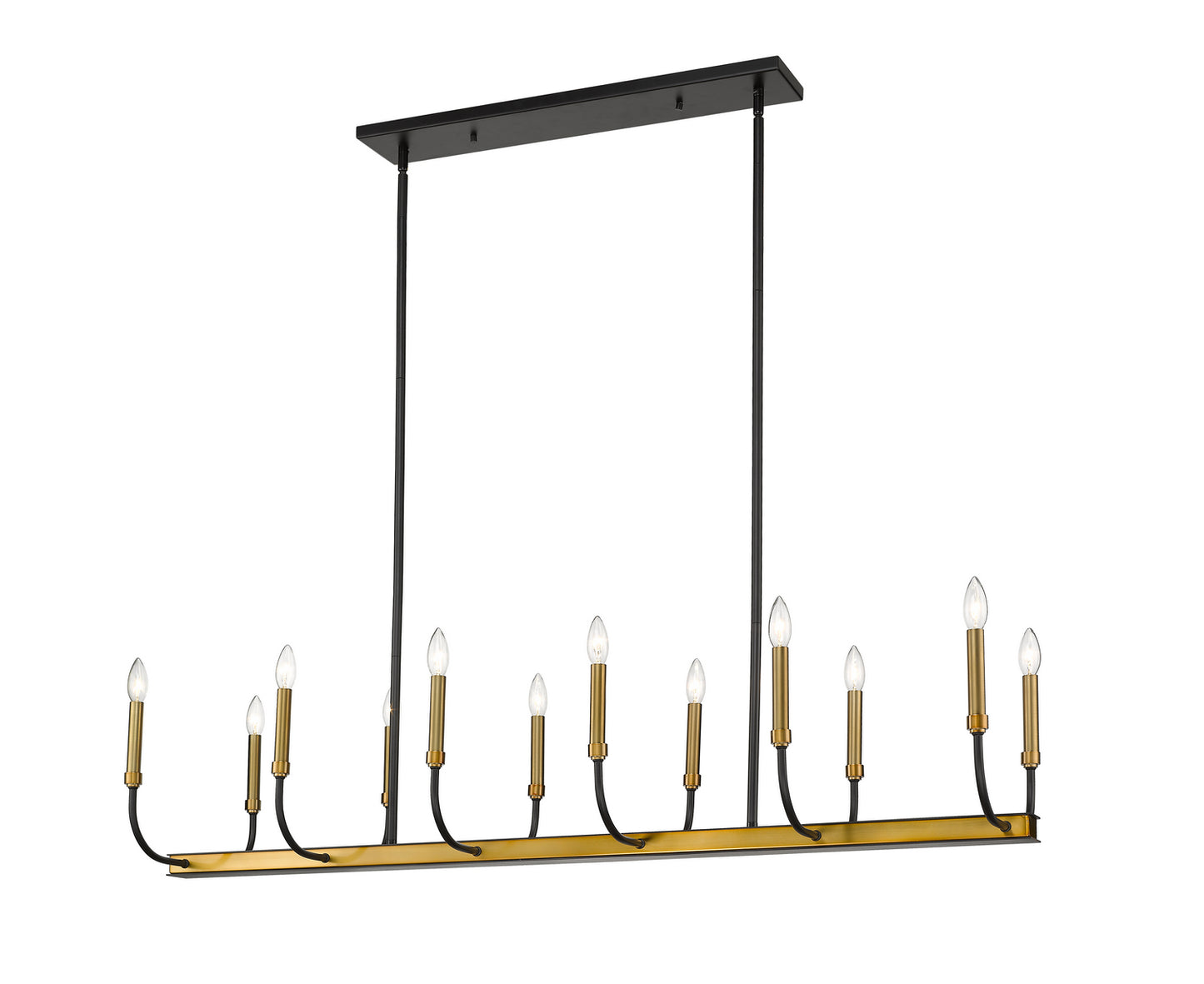 Z-Lite - 479-12L-MB-OBR - 12 Light Linear Chandelier - Haylie - Matte Black / Olde Brass