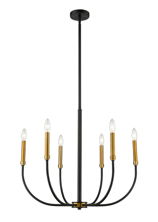 Z-Lite - 479-6MB-OBR - Six Light Chandelier - Haylie - Matte Black / Olde Brass