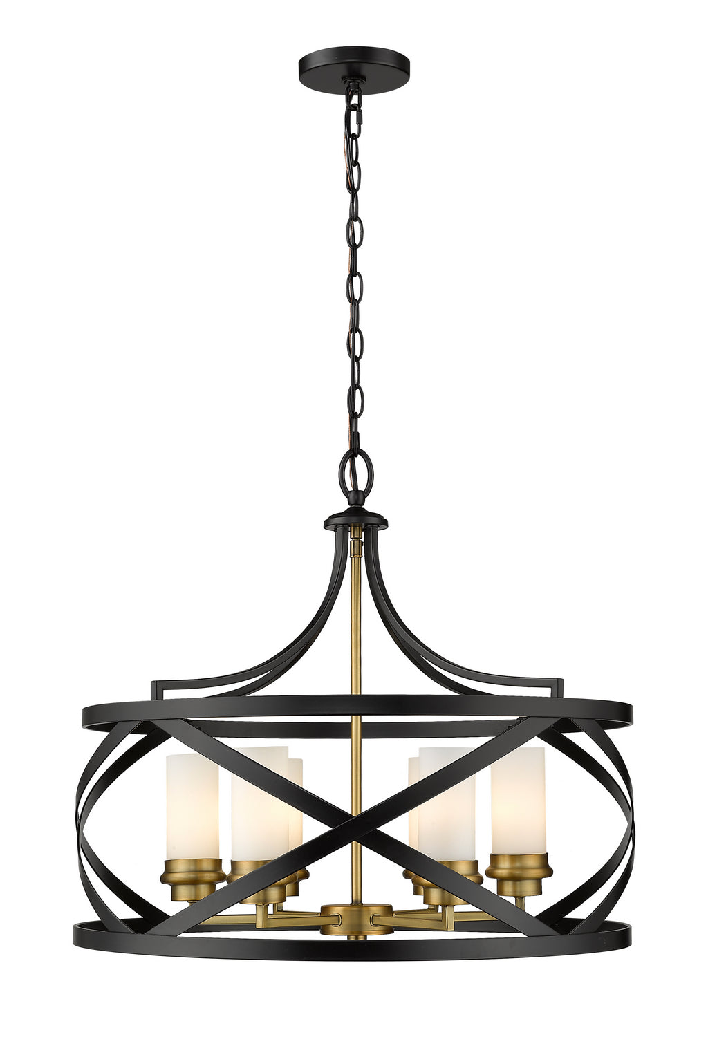 Z-Lite - 481P24-MB-OBR - Six Light Chandelier - Malcalester - Matte Black / Olde Brass