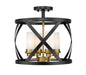 Z-Lite - 481SF15-MB-OBR - Four Light Semi Flush Mount - Malcalester - Matte Black / Olde Brass
