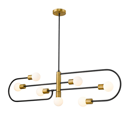 Z-Lite - 621-7L-MB-FB - Seven Light Linear Chandelier - Neutra - Matte Black / Foundry Brass