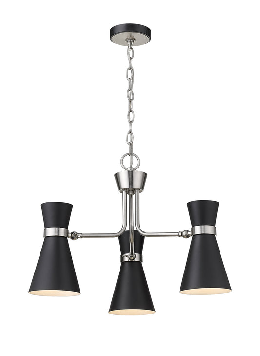 Z-Lite - 728-3MB-BN - Three Light Chandelier - Soriano - Matte Black / Brushed Nickel