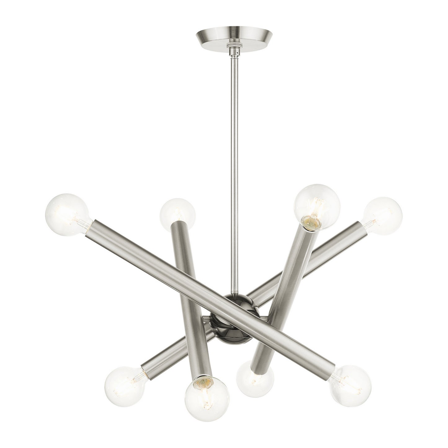 Livex Lighting - 45584-91 - Eight Light Chandelier - Stafford - Brushed Nickel w/ Black Chromes