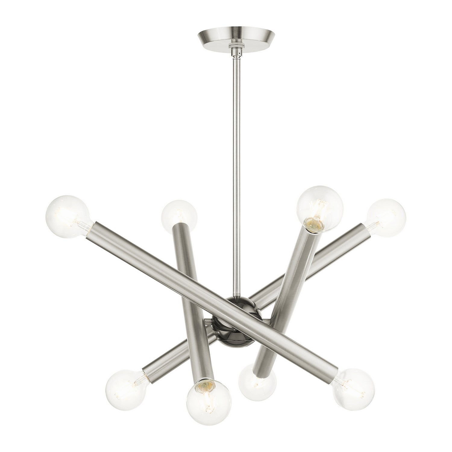 Livex Lighting - 45584-91 - Eight Light Chandelier - Stafford - Brushed Nickel w/ Black Chromes