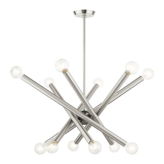Livex Lighting - 45586-91 - 12 Light Chandelier - Stafford - Brushed Nickel w/ Black Chromes