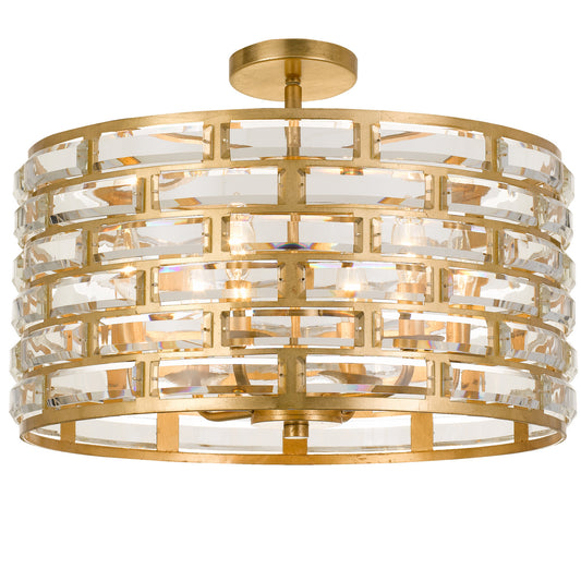 Crystorama - MER-4866-GA_CEILING - Six Light Semi Flush Mount - Meridian - Antique Gold