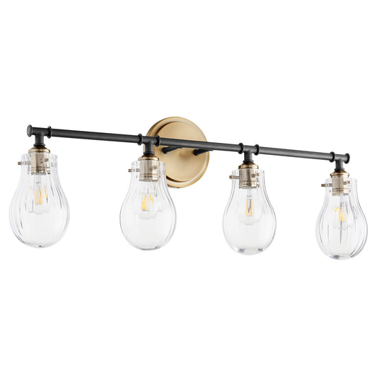 Quorum - 511-4-69 - Four Light Vanity - 511 Lighting Series - Textured Black w/ Aged Brass