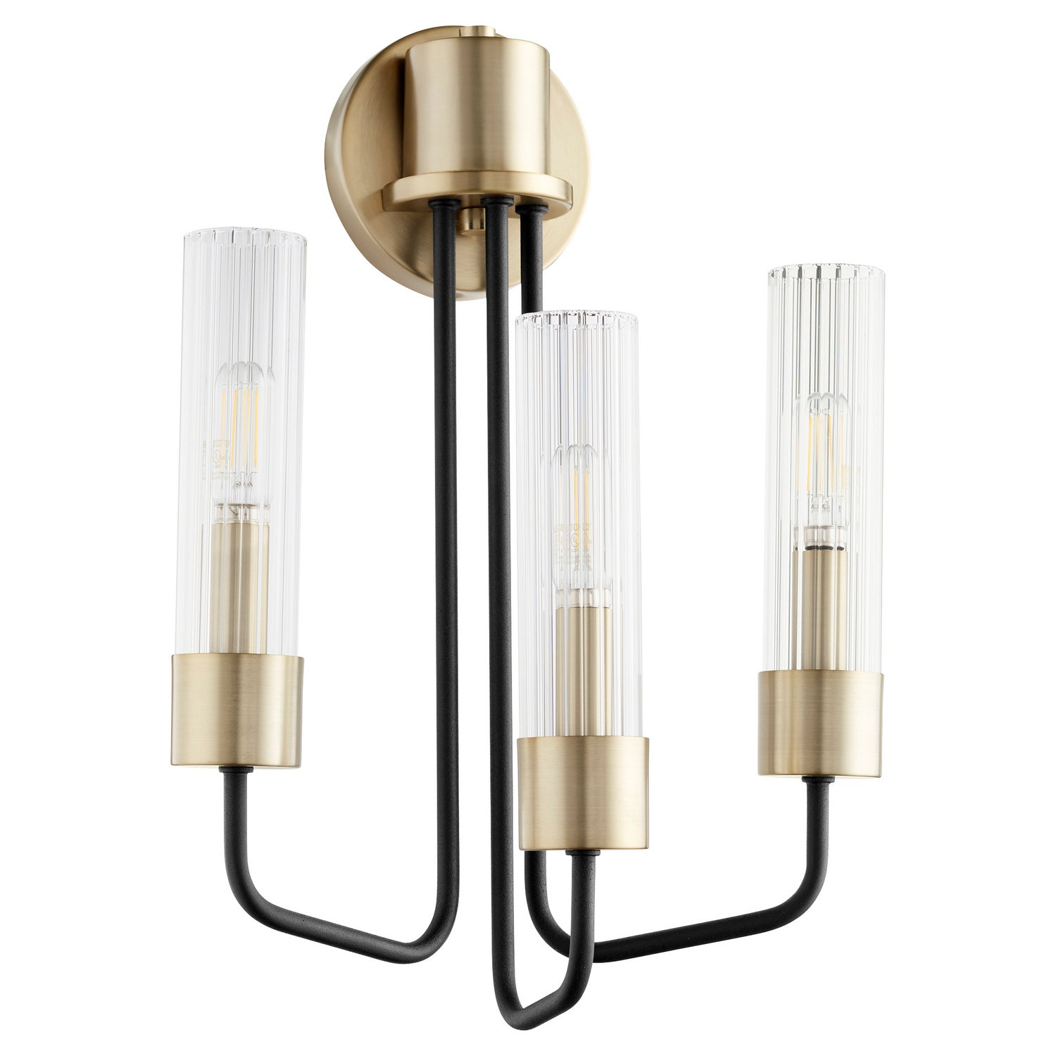 Quorum - 595-3-6980 - Three Light Wall Mount - Helix - Textured Black w/ Aged Brass