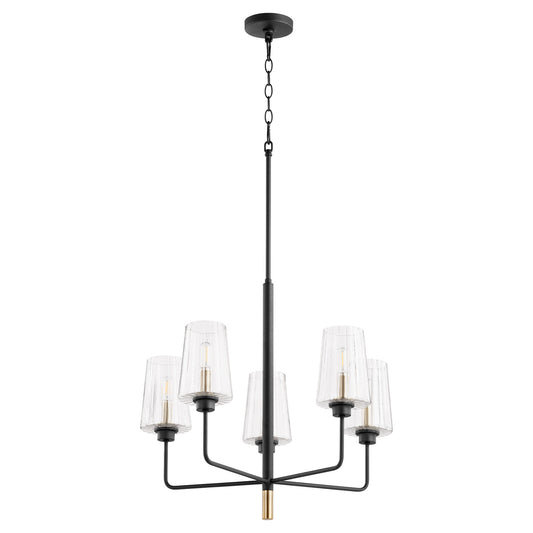 Quorum - 625-5-6980 - Five Light Chandelier - Dalia - Textured Black w/ Aged Brass