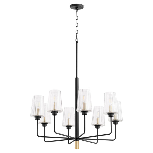 Quorum - 625-8-6980 - Eight Light Chandelier - Dalia - Textured Black w/ Aged Brass