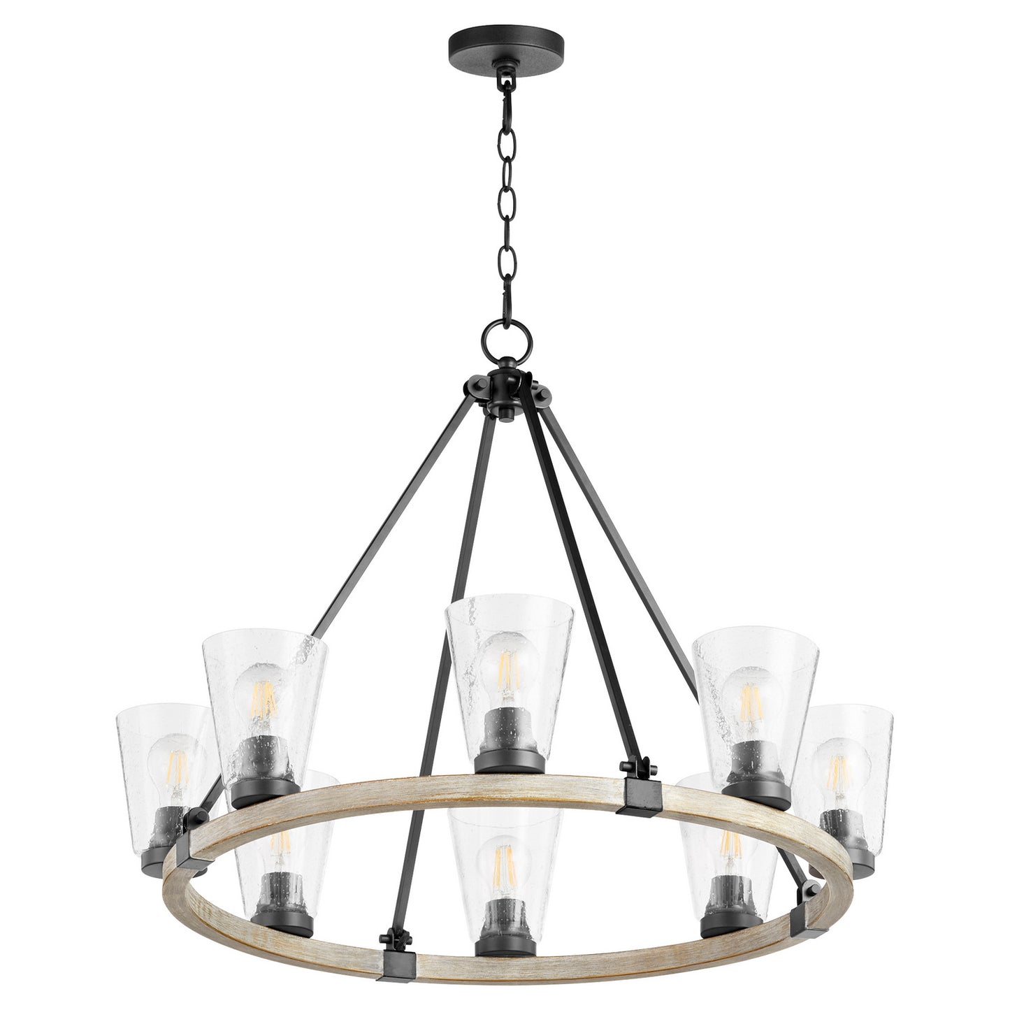 Quorum - 63-8-6941 - Eight Light Chandelier - Paxton - Textured Black w/ Weathered Oak Finish