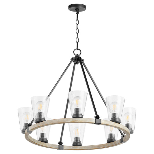 Quorum - 63-8-6941 - Eight Light Chandelier - Paxton - Textured Black w/ Weathered Oak Finish