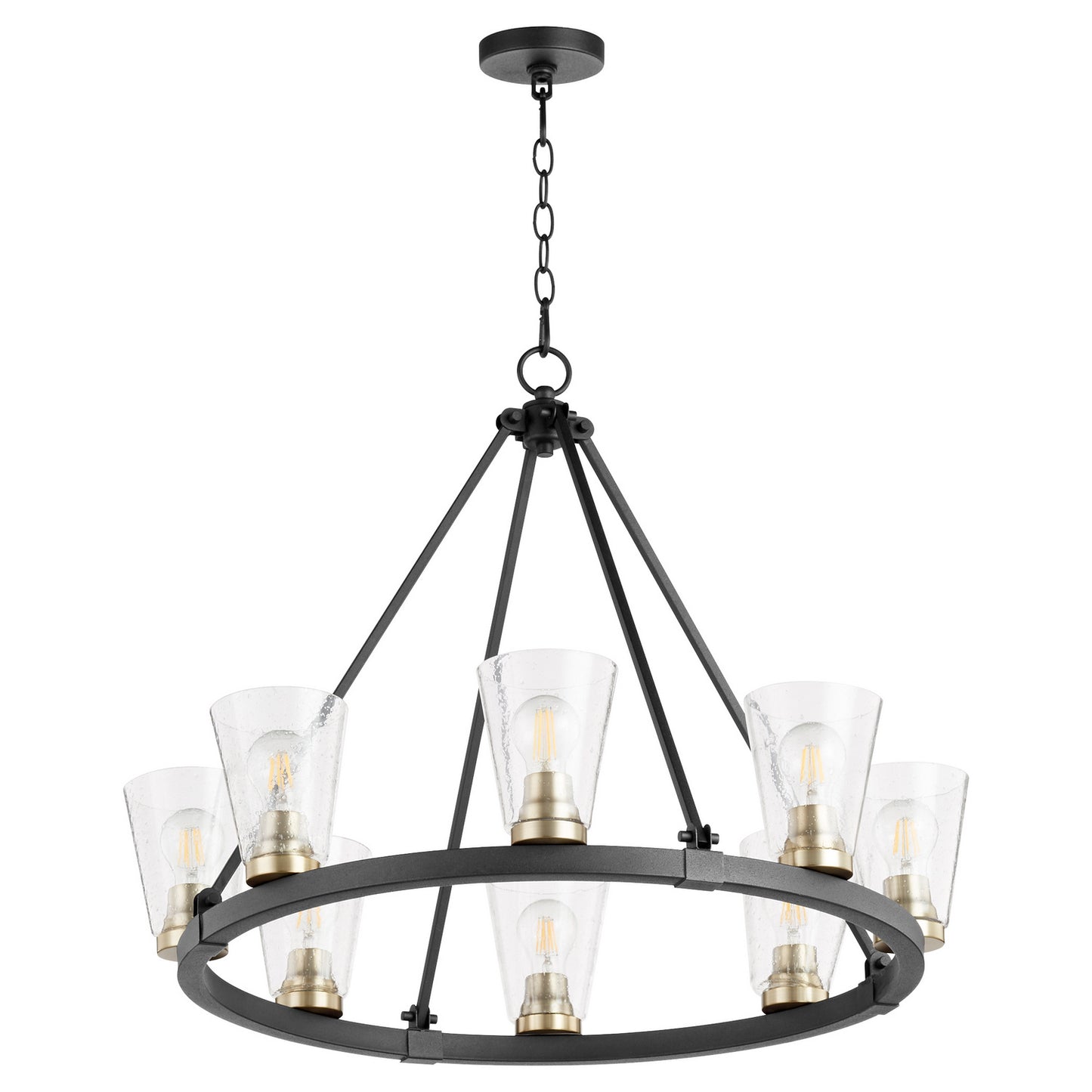 Quorum - 63-8-6980 - Eight Light Chandelier - Paxton - Textured Black w/ Aged Brass