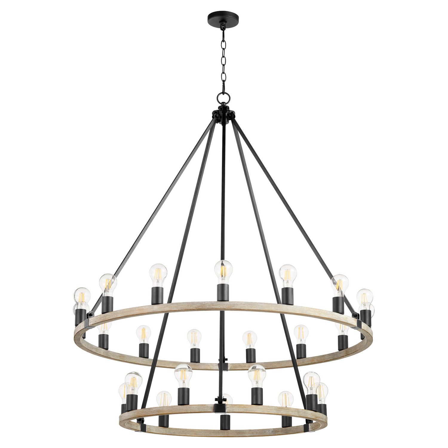 Quorum - 64-24-6941 - 24 Light Chandelier - Paxton - Textured Black w/ Weathered Oak Finish