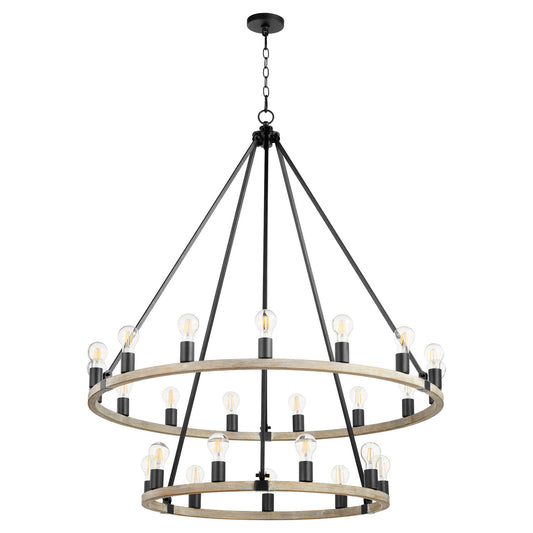 Quorum - 64-24-6941 - 24 Light Chandelier - Paxton - Textured Black w/ Weathered Oak Finish