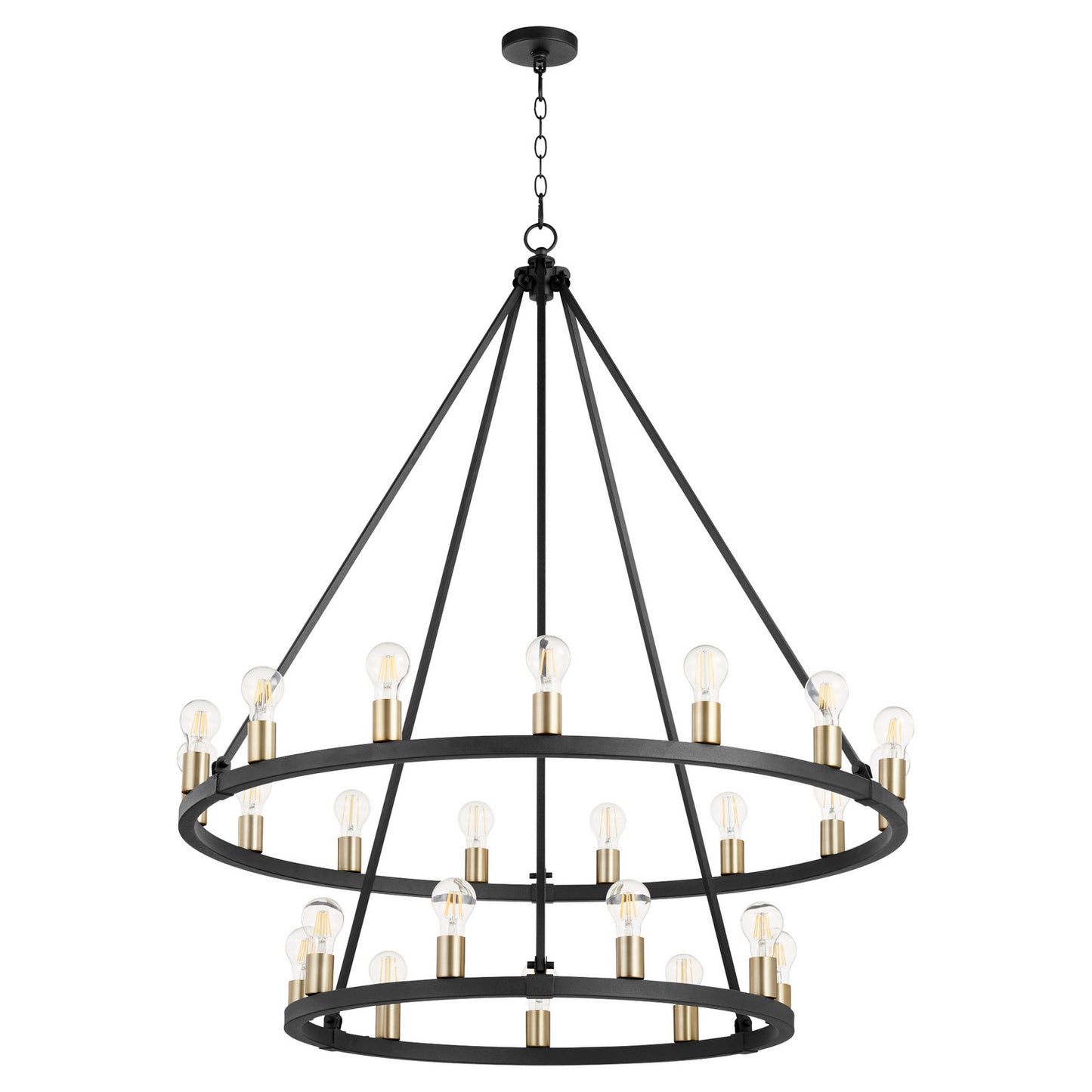 Quorum - 64-24-6980 - 24 Light Chandelier - Paxton - Textured Black w/ Aged Brass