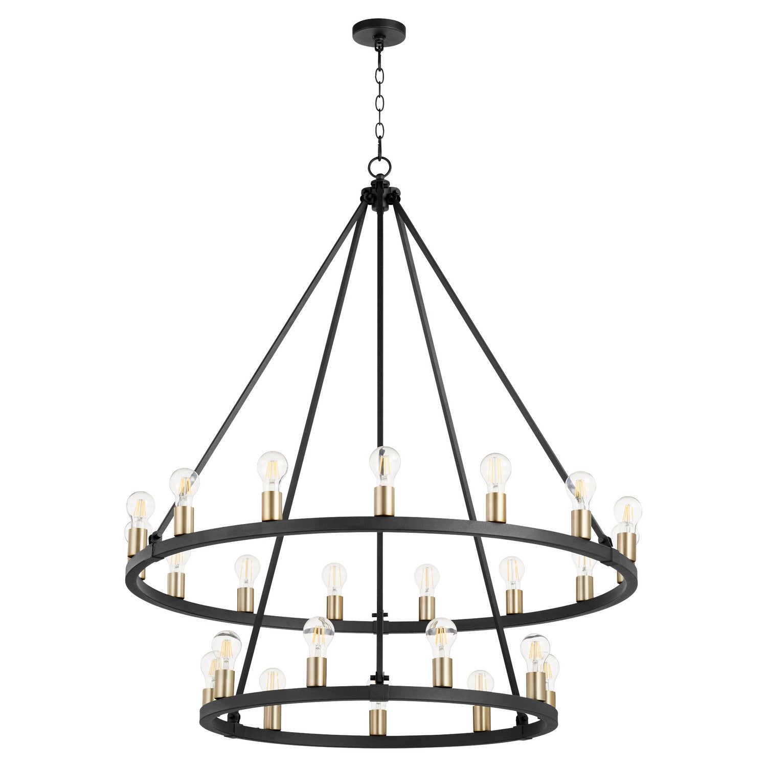 Quorum - 64-24-6980 - 24 Light Chandelier - Paxton - Textured Black w/ Aged Brass
