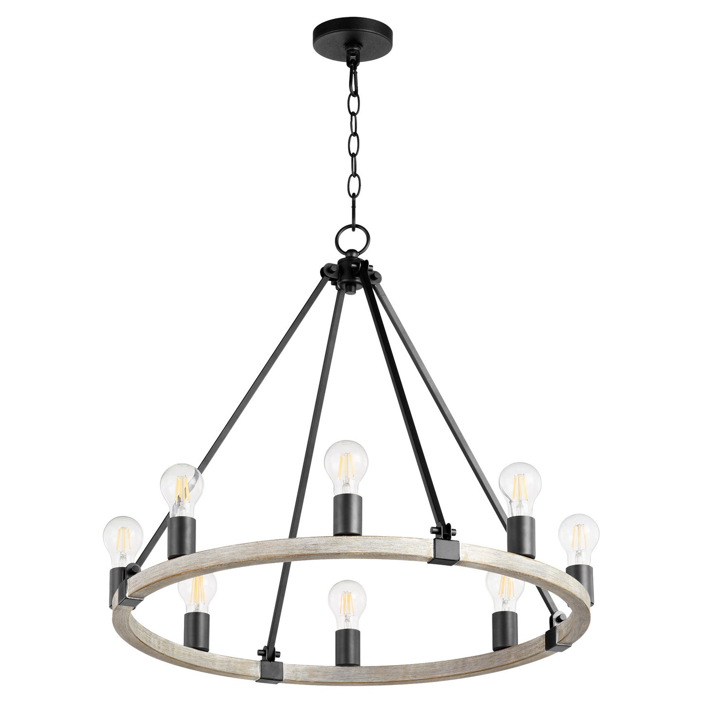 Quorum - 64-8-6941 - Eight Light Chandelier - Paxton - Textured Black w/ Weathered Oak Finish