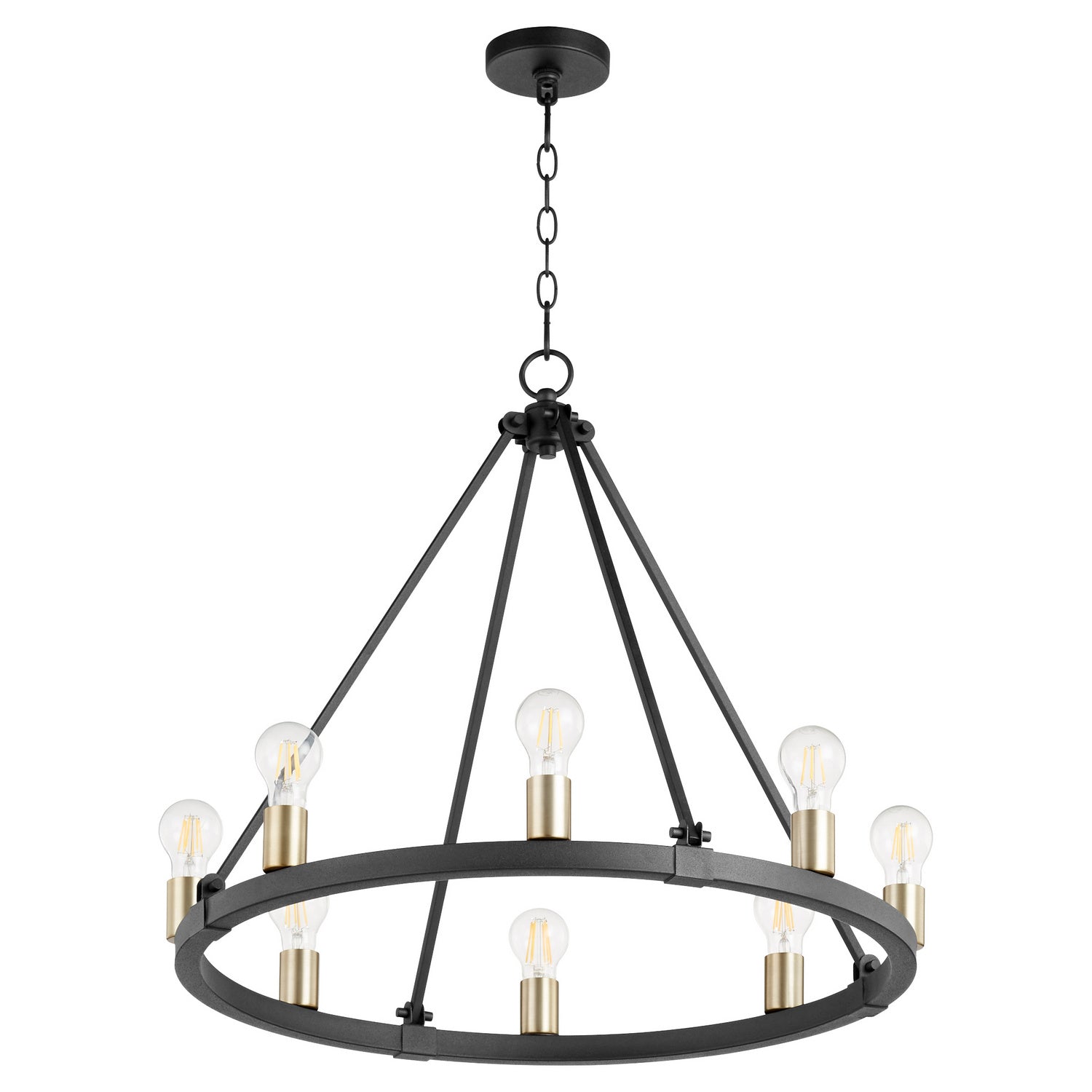 Quorum - 64-8-6980 - Eight Light Chandelier - Paxton - Textured Black w/ Aged Brass