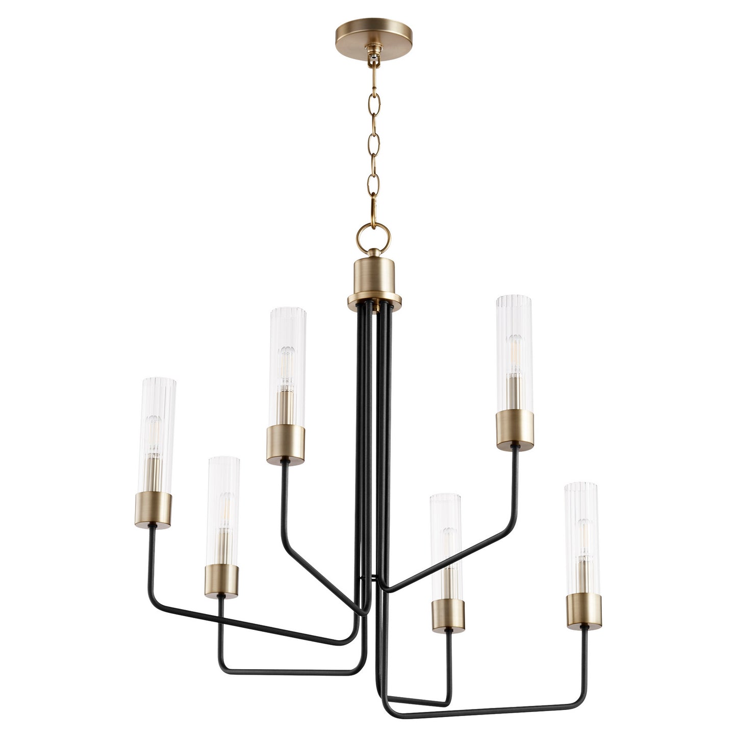 Quorum - 695-6-6980 - Six Light Chandelier - Helix - Textured Black w/ Aged Brass