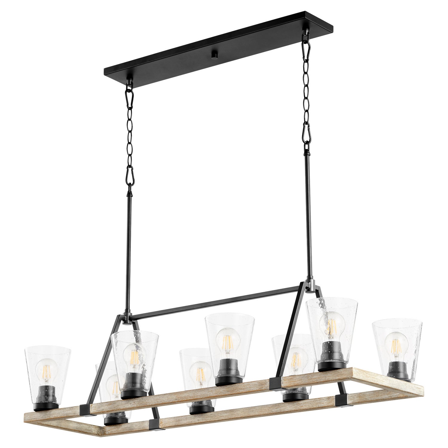 Quorum - 83-8-6941 - Eight Light Chandelier - Paxton - Textured Black w/ Weathered Oak Finish