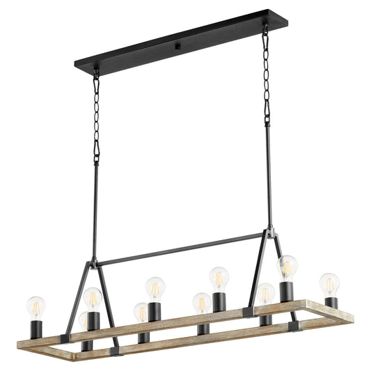 Quorum - 84-10-6941 - Ten Light Chandelier - Paxton - Textured Black w/ Weathered Oak Finish