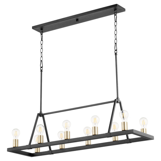 Quorum - 84-10-6980 - Ten Light Chandelier - Paxton - Textured Black w/ Aged Brass