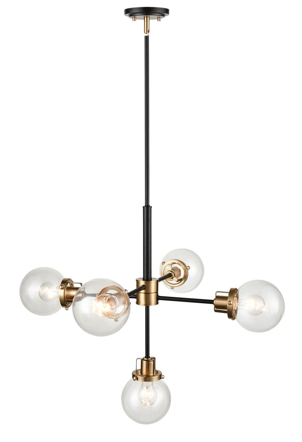 Millennium - 9205-MB/MG - Five Light Pendant - Mellrosa - Matte Black Modern Gold