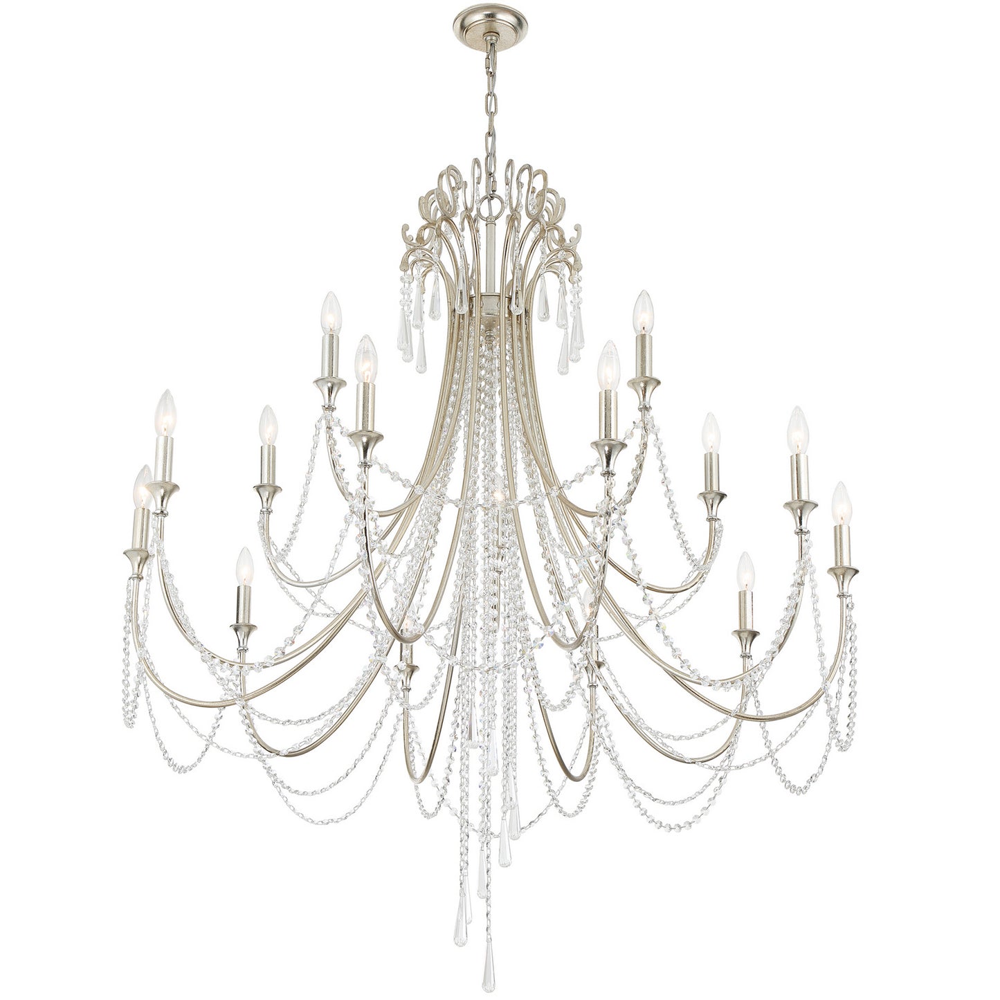 Crystorama - ARC-1919-SA-CL-MWP - 15 Light Chandelier - Arcadia - Antique Silver