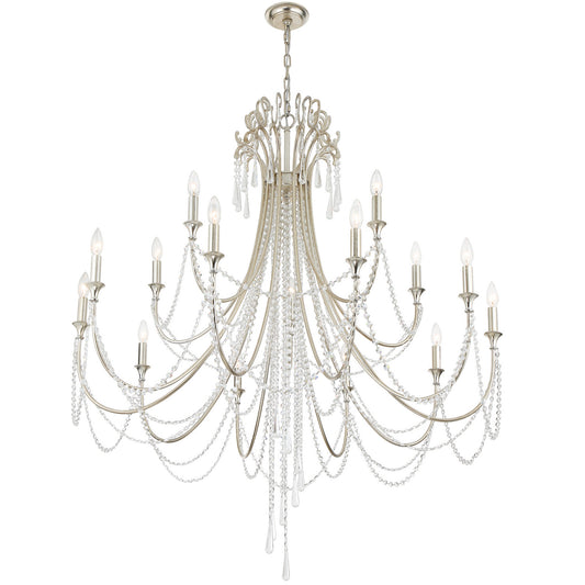 Crystorama - ARC-1919-SA-CL-MWP - 15 Light Chandelier - Arcadia - Antique Silver