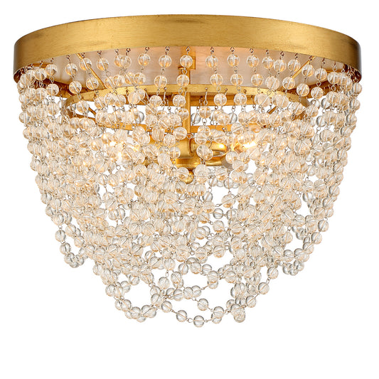 Crystorama - FIO-A9103-GA-CL - Three Light Flush Mount - Fiona - Antique Gold