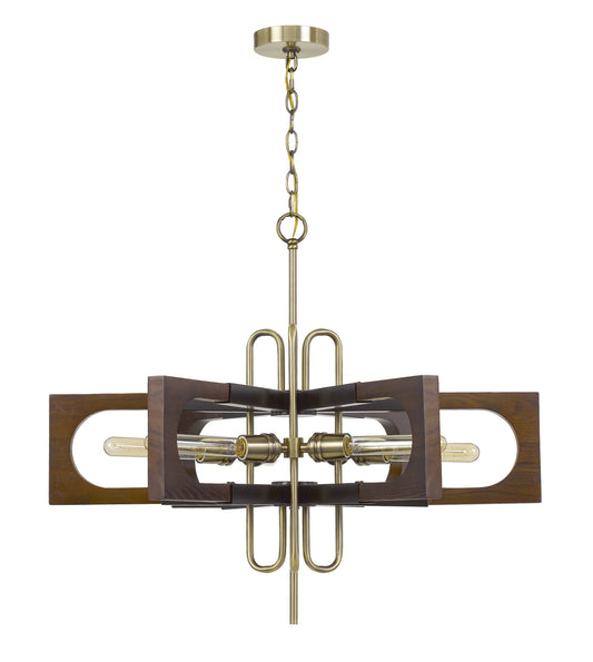 Cal Lighting - FX-3728-6 - Six Light Chandelier - Sneek - Antique Brass/wood