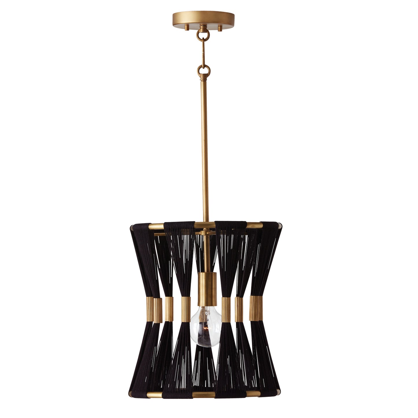 Capital Lighting - 341111KP - One Light Pendant - Bianca - Black Rope and Patinaed Brass