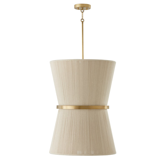 Capital Lighting - 541261NP - Six Light Foyer Pendant - Cecilia - Bleached Natural Rope and Patinaed Brass