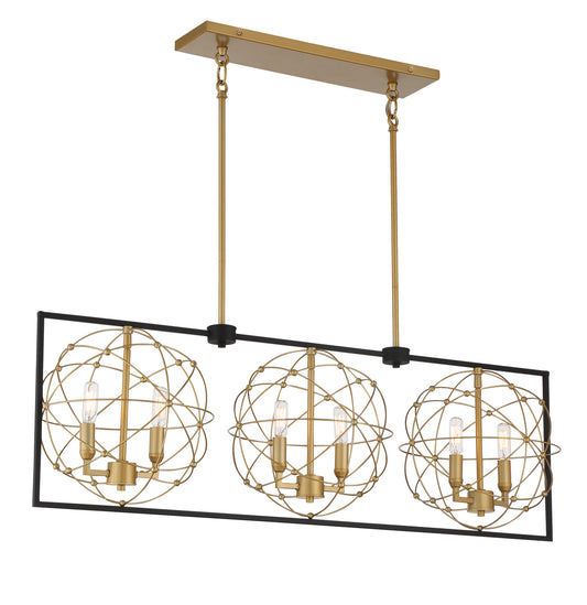 Minka-Lavery - 3917-707A - Six Light Pendant - Titans Trace - Sand Coal W/ Painted Honey Gol